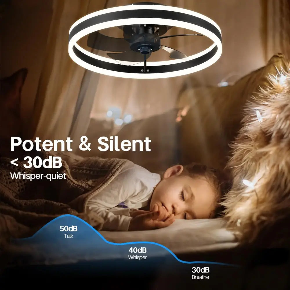 Ventilateur De Plafond Silencieux Télécommande Et LED 6 Vitesses