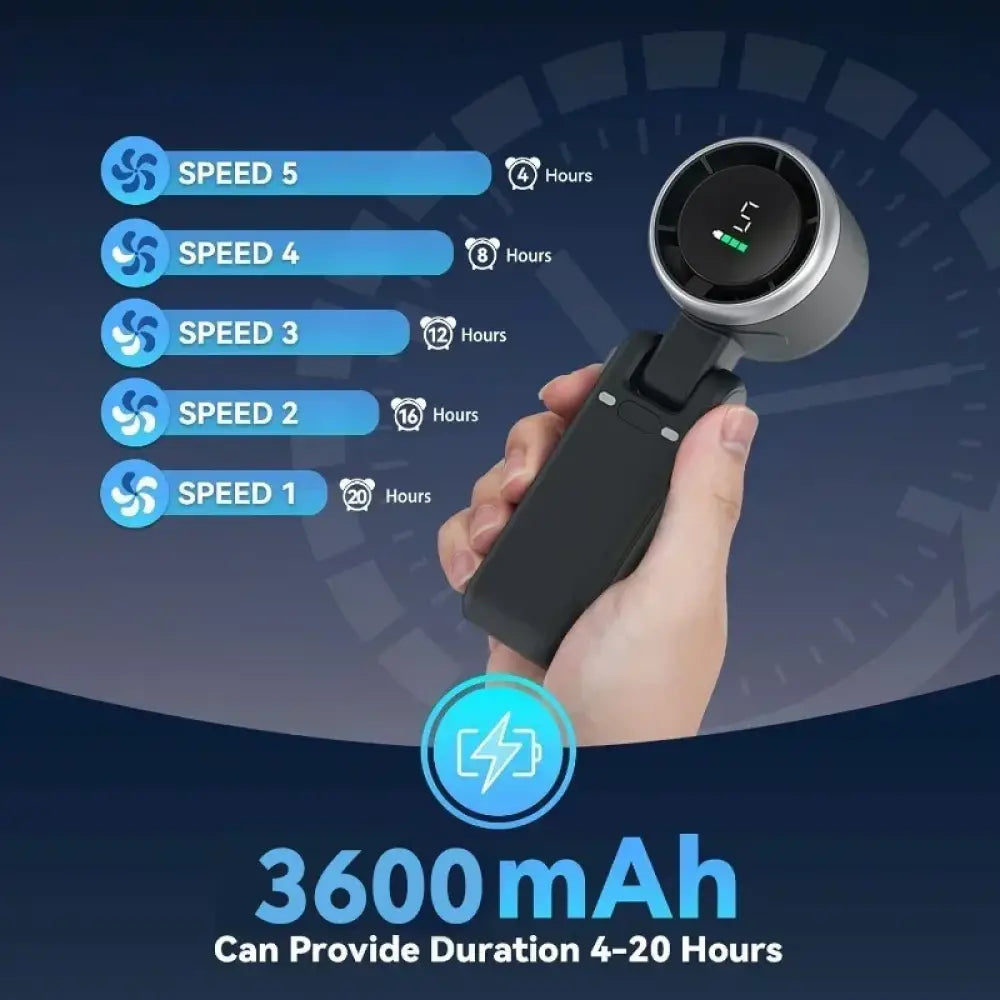 Ventilateur de poche haute vitesse rechargeable avec écran LED