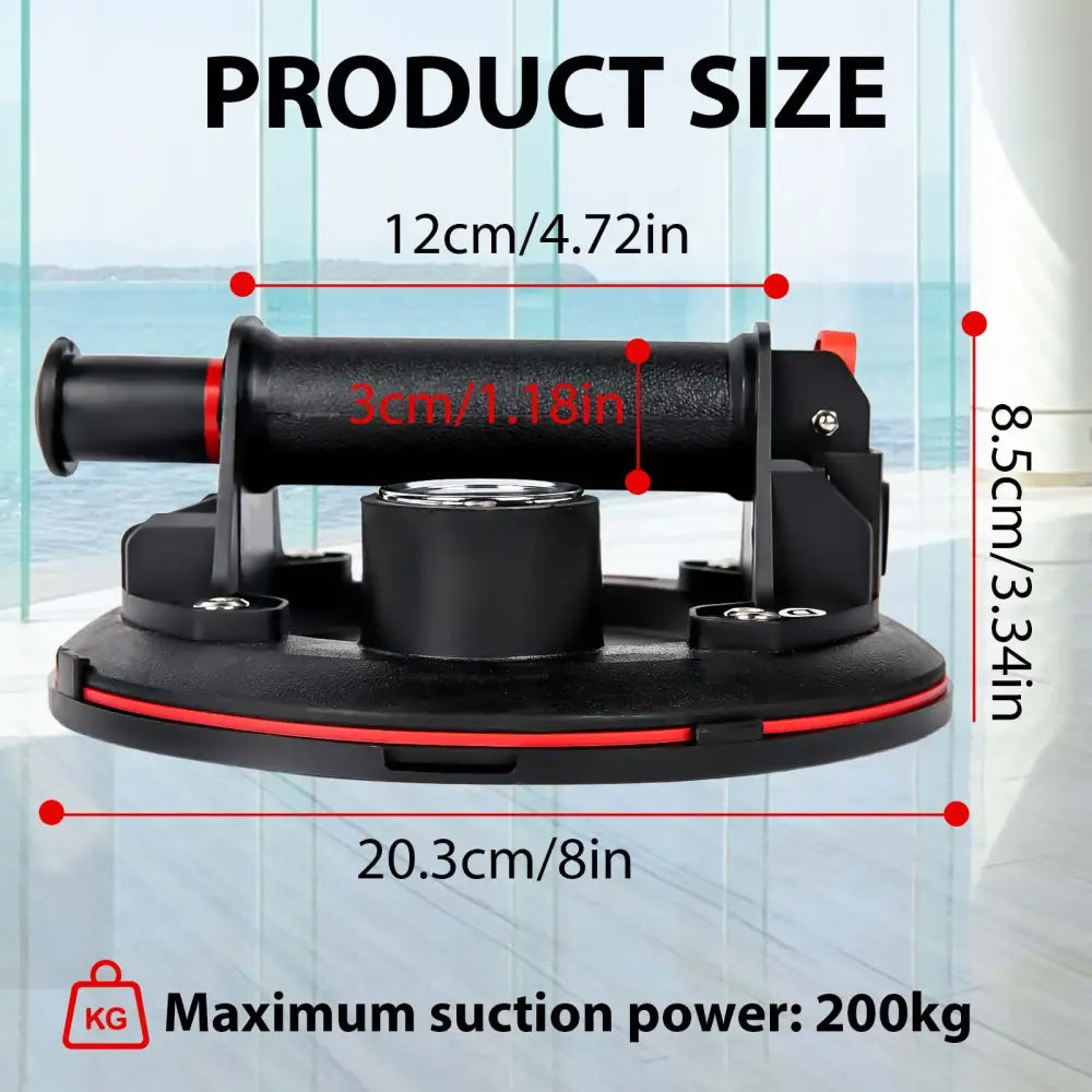 Ventouse De Levage De Verre 8 Pouces Avec Manomètre 200 Kg - noir / France