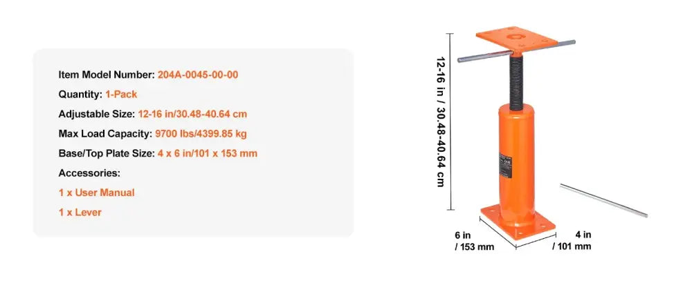 Vérin de support pour plancher – hauteur 30,5 à 40,6 cm - vérin support plancher réglable