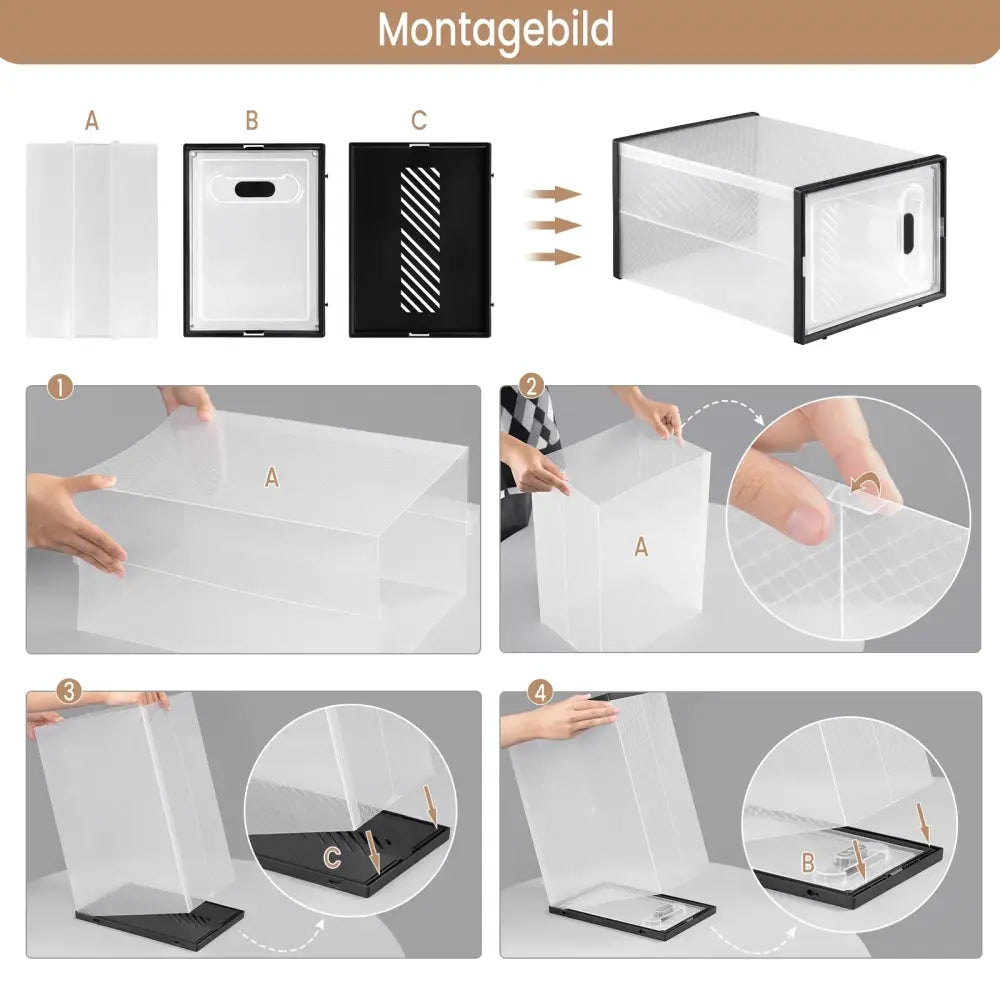 WOLTU Boîtes À Chaussures Pliables Magnétiques Avec Porte Transparent