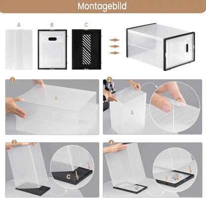 WOLTU Boîtes À Chaussures Pliables Magnétiques Avec Porte Transparent